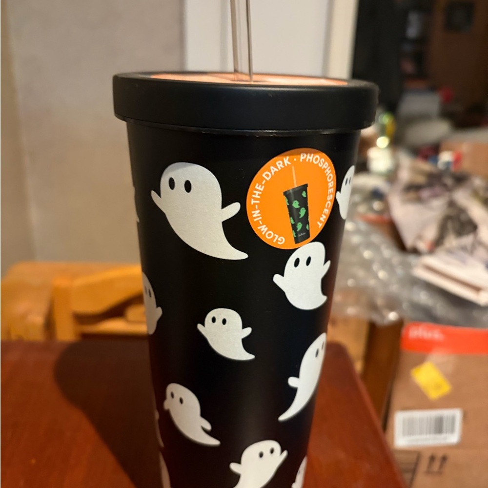 Glow-In-The-Dark Ghost Party Tumbler Cup - Black